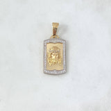 Dije Placa Rostro de Cristo 7.35gr / 3.5cm / Circones Blancos Dos Oros Amarillo Blanco *