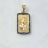 Dije Placa Rostro de Cristo 11.05gr / 4.1cm / Circones Negros Tres Oros *