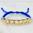 Pulsera Azul Bolas Cilindros Ola 2.5gr / 4mm Oro Amarillo 18K *