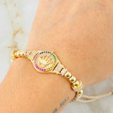 Pulsera Beige Herraje Corona Ruedas 7gr / 5mm Oro Amarillo 18K ©