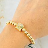 Pulsera Verde Herraje Escudo Deportivo Cali 6.2gr / 6mm Oro Amarillo 18K ©