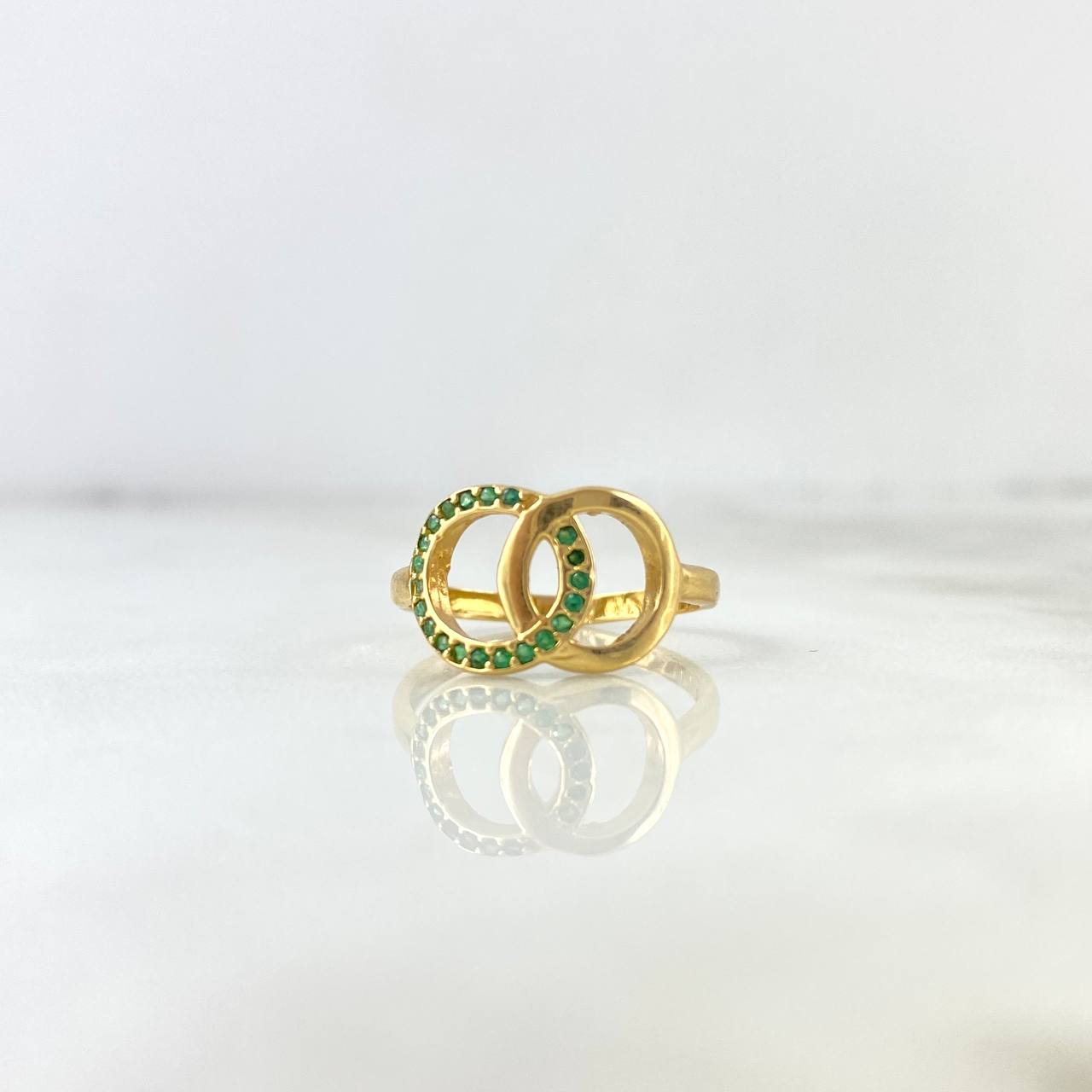 Anillo Aro Doble 1.95gr / T5 3/4 Circones Verdes Oro Amarillo