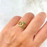 Anillo Aro Doble 1.95gr / T5 3/4 Circones Verdes Oro Amarillo