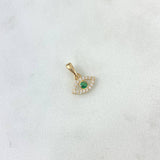 Dije Ojo Mistico 0.55gr / 1.2cm / Circones Blancos-Verde Oro Amarillo