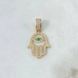 Dije Mano Hamsa 4.75gr / 4cm / Circones Blancos Verde Oro Amarillo *