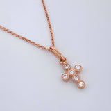 Set Cadena y Dije Aro Seguido + Cruz 2.4gr / 49.6cm / 0.15mm Oro Rosa 18K (Oferta) %