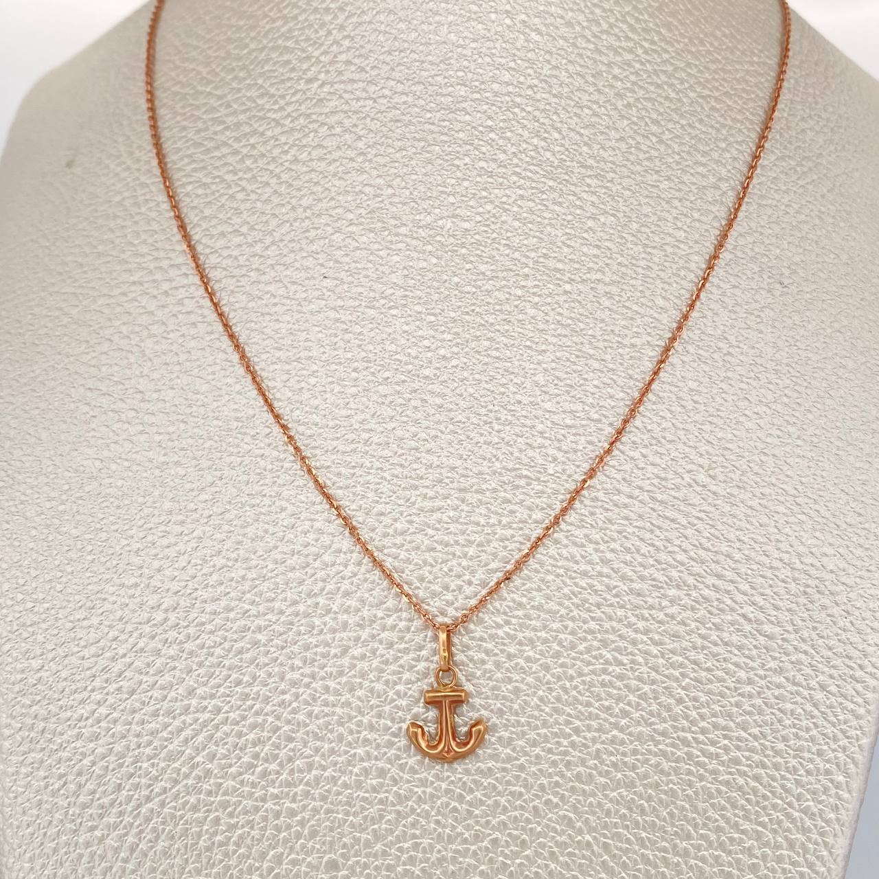 Set Cadena y Dije Aro Seguido + Ancla 2.15gr / 52cm / 0.15mm Oro Rosa 18K (Oferta) %
