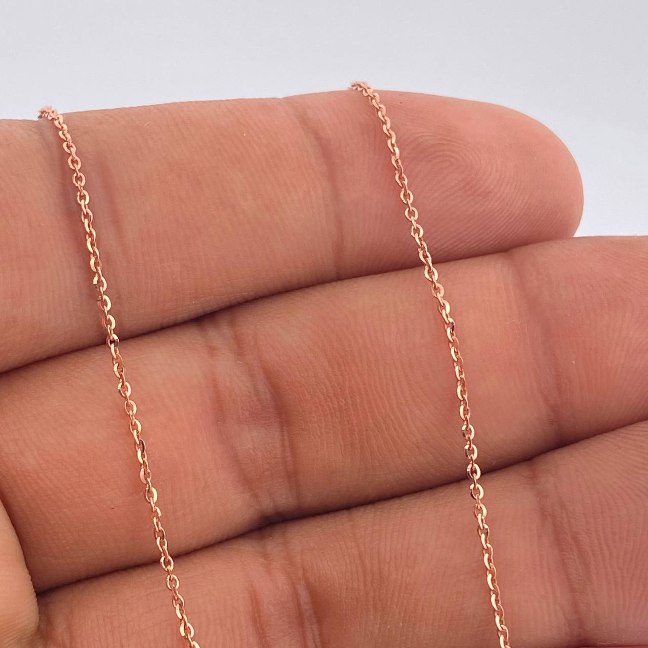 Set Cadena y Dije Aro Seguido + Ancla 2.15gr / 52cm / 0.15mm Oro Rosa 18K (Oferta) %