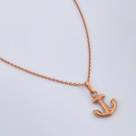 Set Cadena y Dije Aro Seguido + Ancla 2.15gr / 52cm / 0.15mm Oro Rosa 18K (Oferta) %