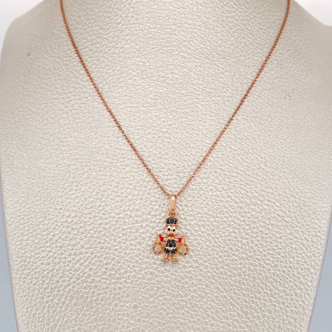 Set Cadena y Dije Militar + Pato Bolsas De Dinero 3.6gr / 50.2cm / 1mm Tres Oros 18K (Oferta) %