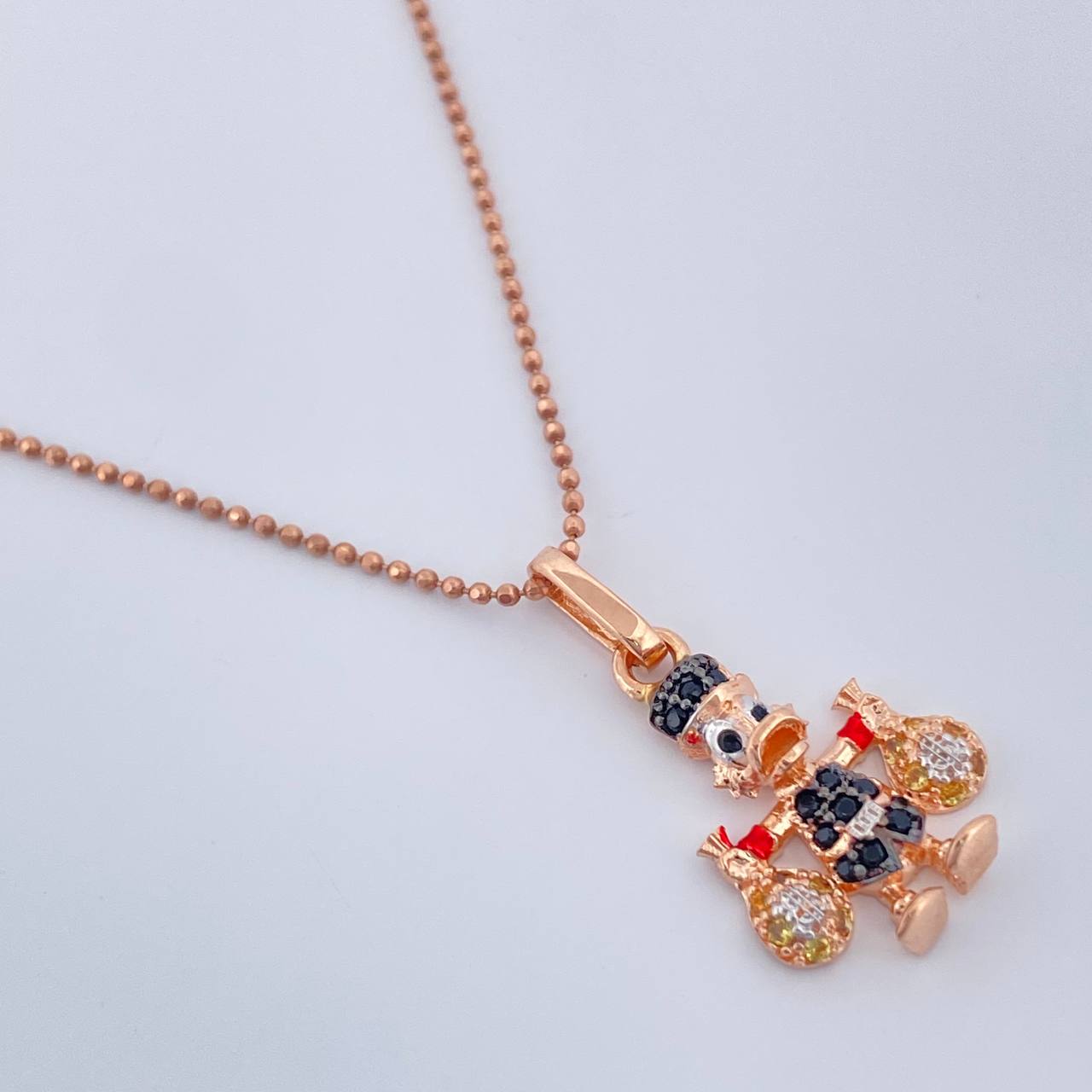 Set Cadena y Dije Militar + Pato Bolsas De Dinero 3.6gr / 50.2cm / 1mm Tres Oros 18K (Oferta) %