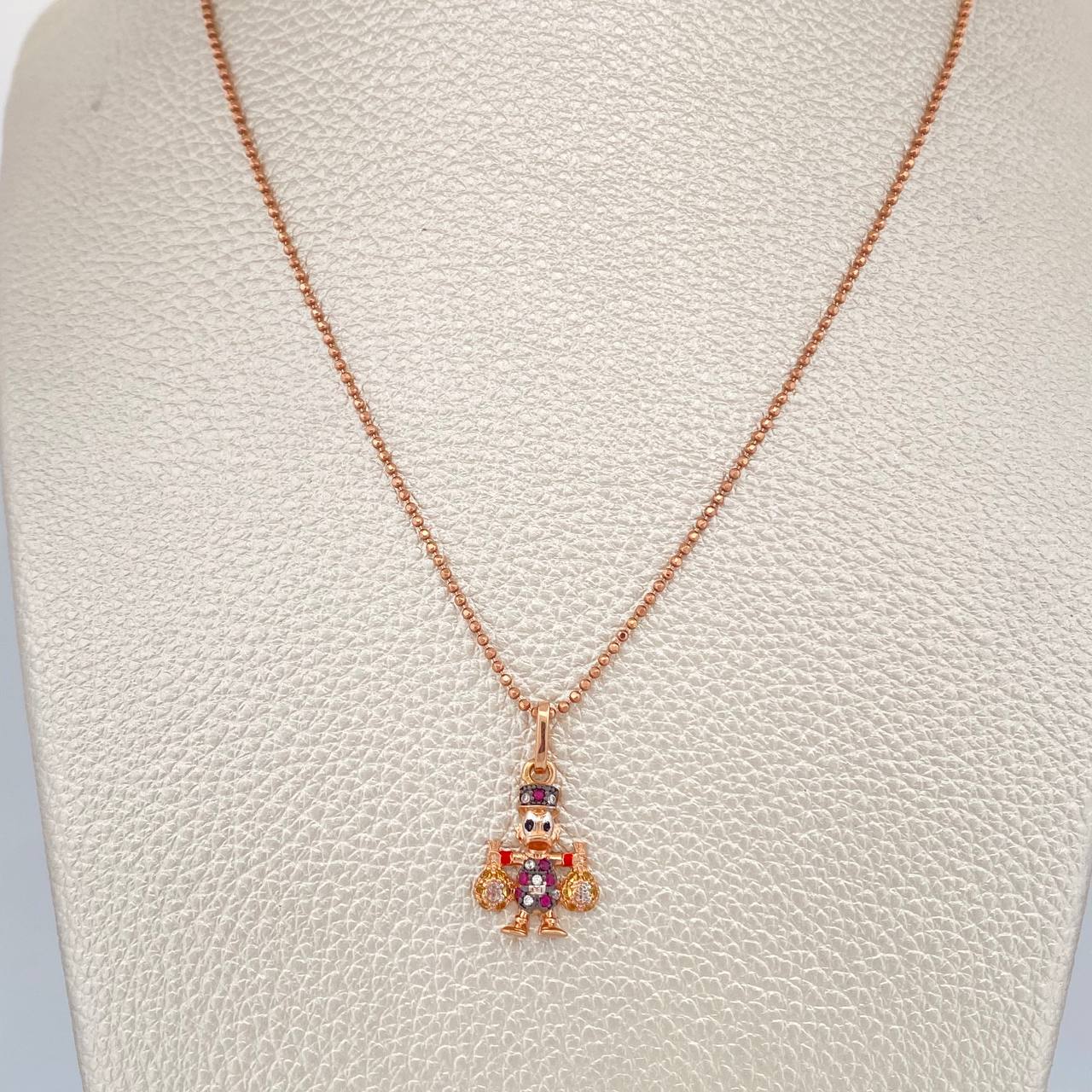 Set Cadena y Dije Militar + Pato Bolsas De Dinero 4.55gr / 50cm / 1mm Tres Oros 18K (Oferta) %