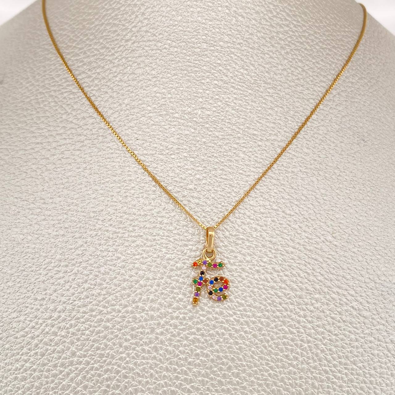 Set Cadena y Dije Veneciana + Fe 2.6gr / 46.8cm / 1mm Oro Amarillo 18K (Oferta) %