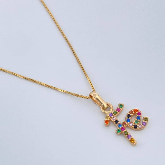 Set Cadena y Dije Veneciana + Fe 2.6gr / 46.8cm / 1mm Oro Amarillo 18K (Oferta) %