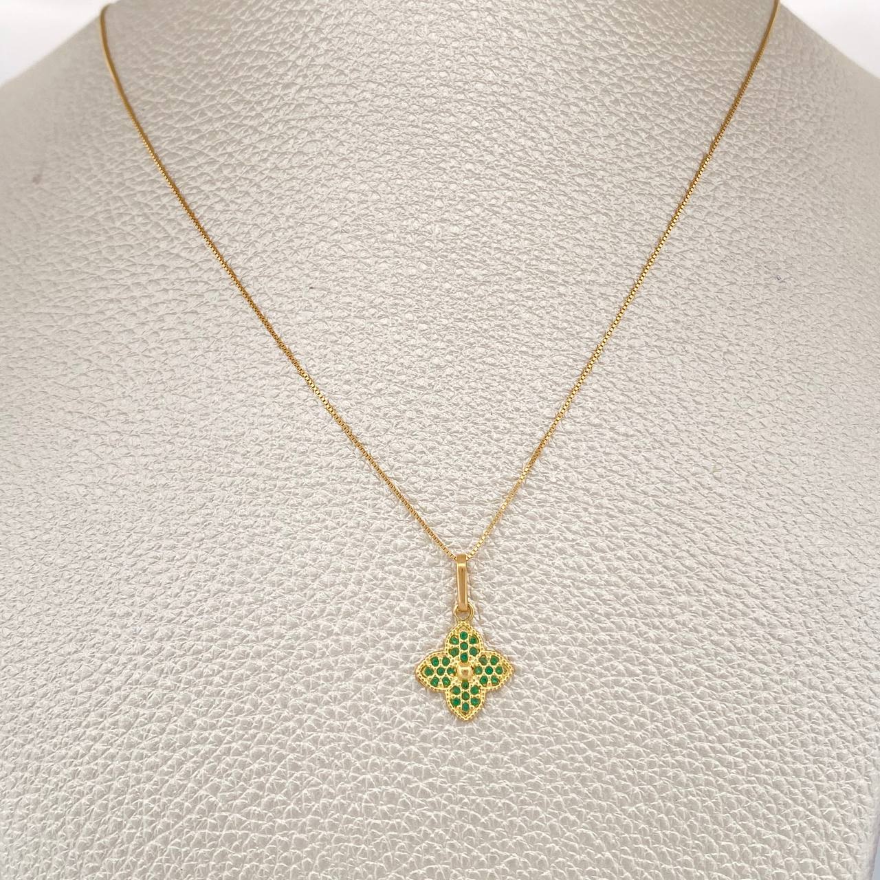 Set Cadena y Dije Veneciana + Flor 2.05gr / 40cm / 1mm Oro Amarillo 18K (Oferta) %