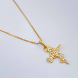 Set Cadena y Dije Veneciana + Cruz Clavo 2.6gr / 46.8cm / 1mm Oro Amarillo 18K (Oferta) %