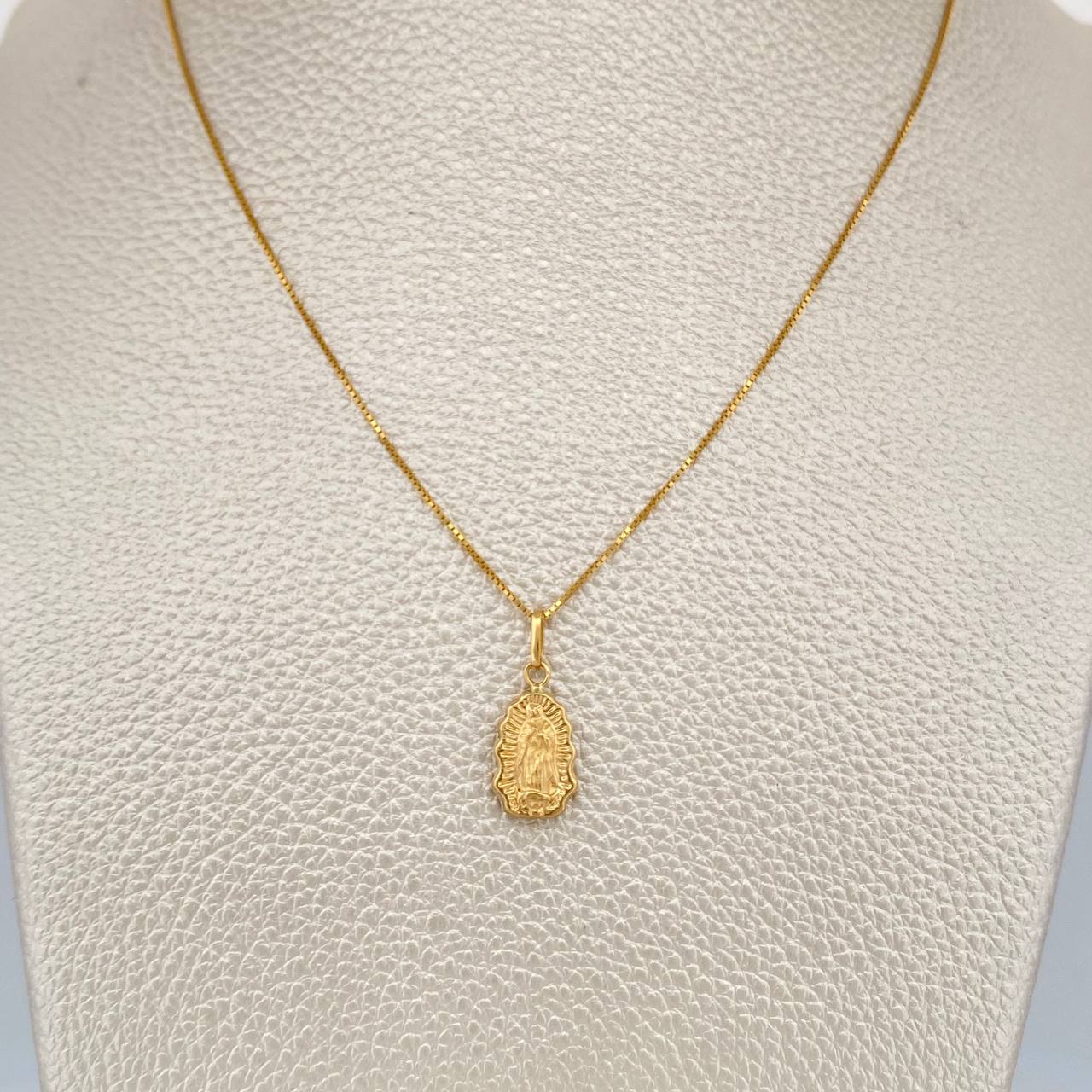 Set Cadena y Dije Veneciana+ Virgen De Guadalupe 2.3gr / 47cm / 1mm Oro Amarillo 18K (Oferta) %