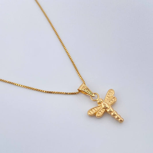 Set Cadena y Dije Veneciana + Libelula 2.3gr / 46.7cm / 1mm Oro Amarillo 18K (Oferta) %