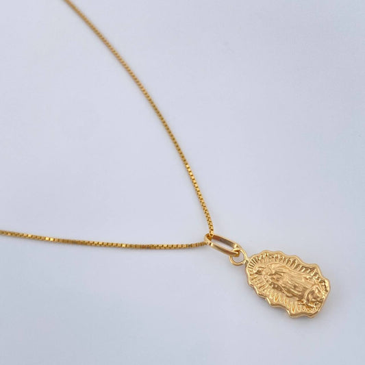 Set Cadena y Dije Veneciana+ Virgen De Guadalupe 2.3gr / 47cm / 1mm Oro Amarillo 18K (Oferta) %
