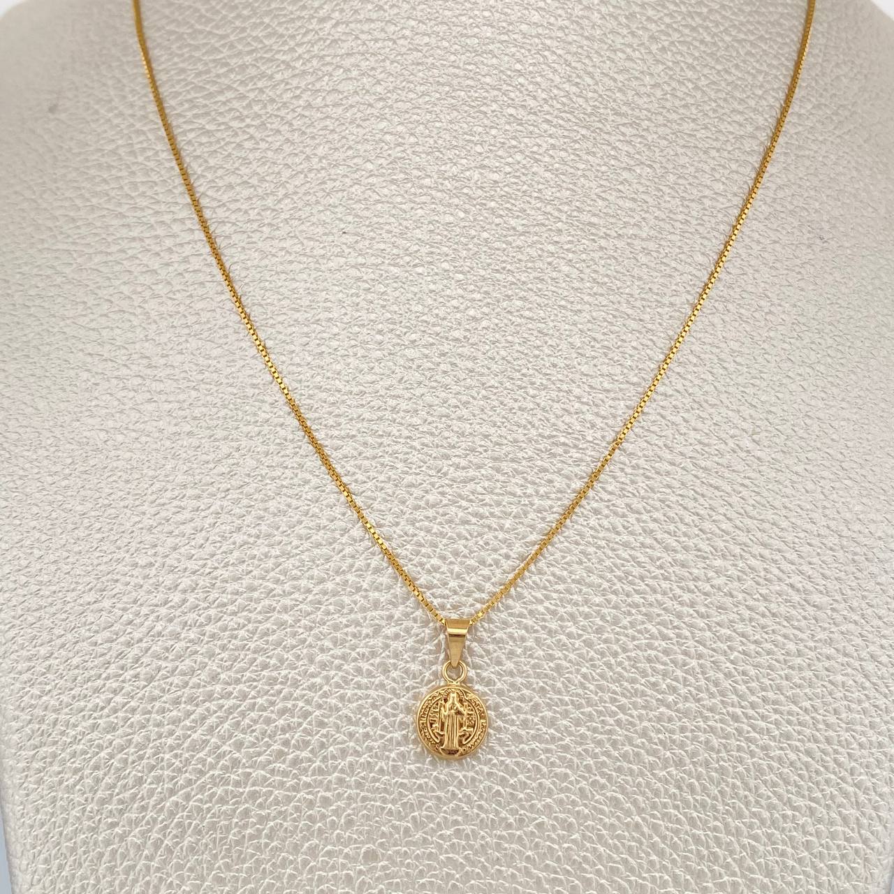 Set Cadena y Dije Veneciana + San Benito 2.15gr / 46.5cm / 1mm Oro Amarillo 18K (Oferta) %