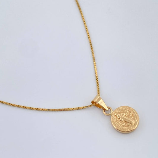 Set Cadena y Dije Veneciana + San Benito 2.15gr / 46.5cm / 1mm Oro Amarillo 18K (Oferta) %