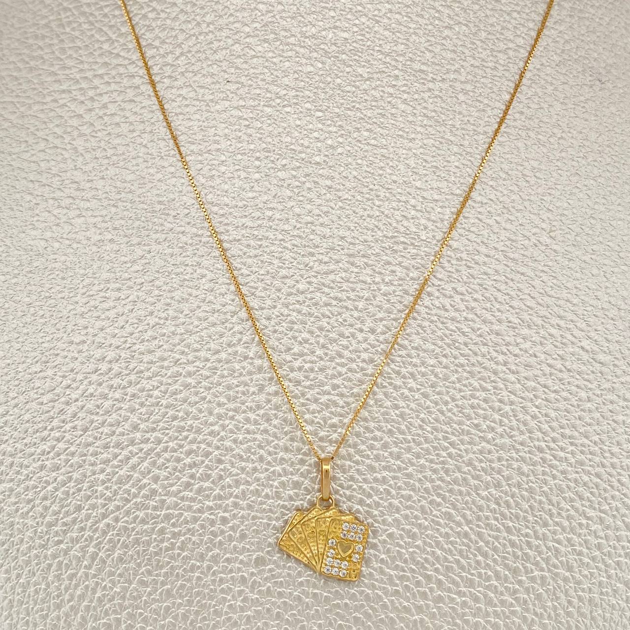 Set Cadena y Dije Veneciana + Cartas Poker 2.6gr / 45.2cm / 1mm Oro Amarillo 18K (Oferta) %
