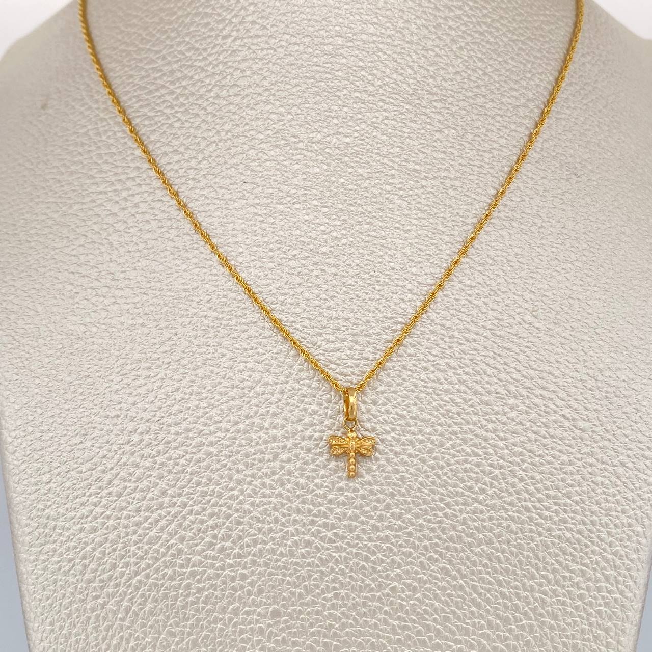 Set Cadena y Dije Lazo + Libelula 1.3gr / 45.2cm / 1mm Oro Amarillo 18K (Oferta) %