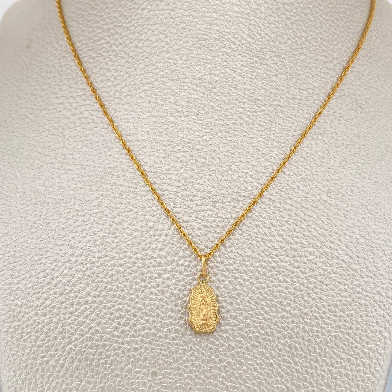 Set Cadena y Dije Lazo + Virgen De Guadalupe 1.5gr / 44.5cm / 1mm Oro Amarillo 18K (Oferta) %