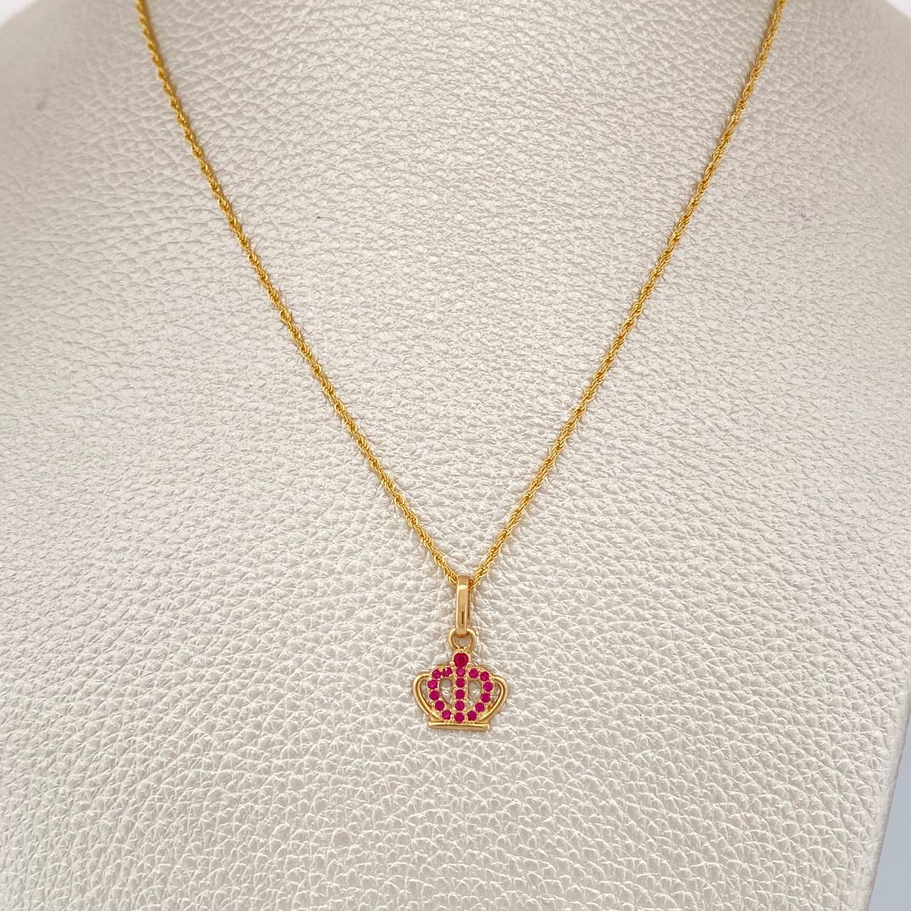 Set Cadena y Dije Lazo + Corona 1.6gr / 45cm / 1mm Oro Amarillo 18K (Oferta) %