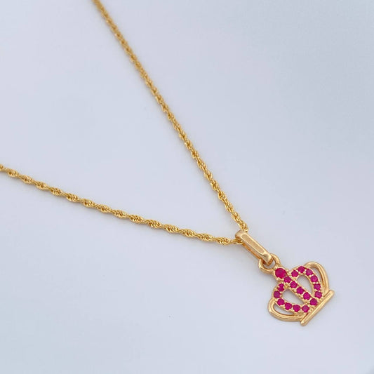 Set Cadena y Dije Lazo + Corona 1.6gr / 45cm / 1mm Oro Amarillo 18K (Oferta) %