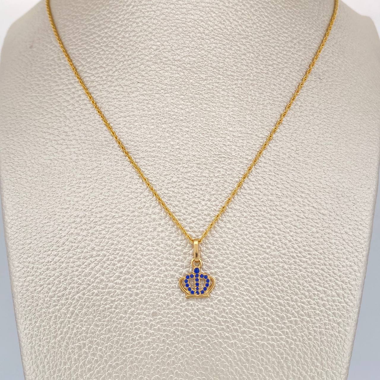 Set Cadena y Dije Lazo + Corona 1.65gr / 45cm / 1mm Oro Amarillo 18K (Oferta) %