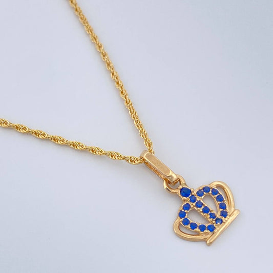 Set Cadena y Dije Lazo + Corona 1.65gr / 45cm / 1mm Oro Amarillo 18K (Oferta) %