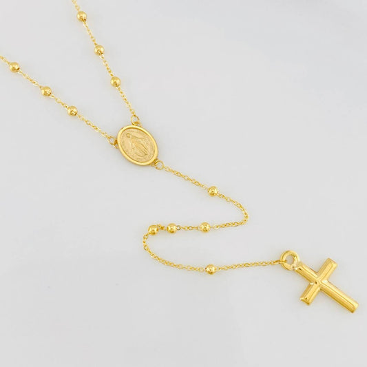Rosario Aro Seguido Virgen Milagrosa 2.65g / 50cm / 3.2mm Oro Amarillo 18K