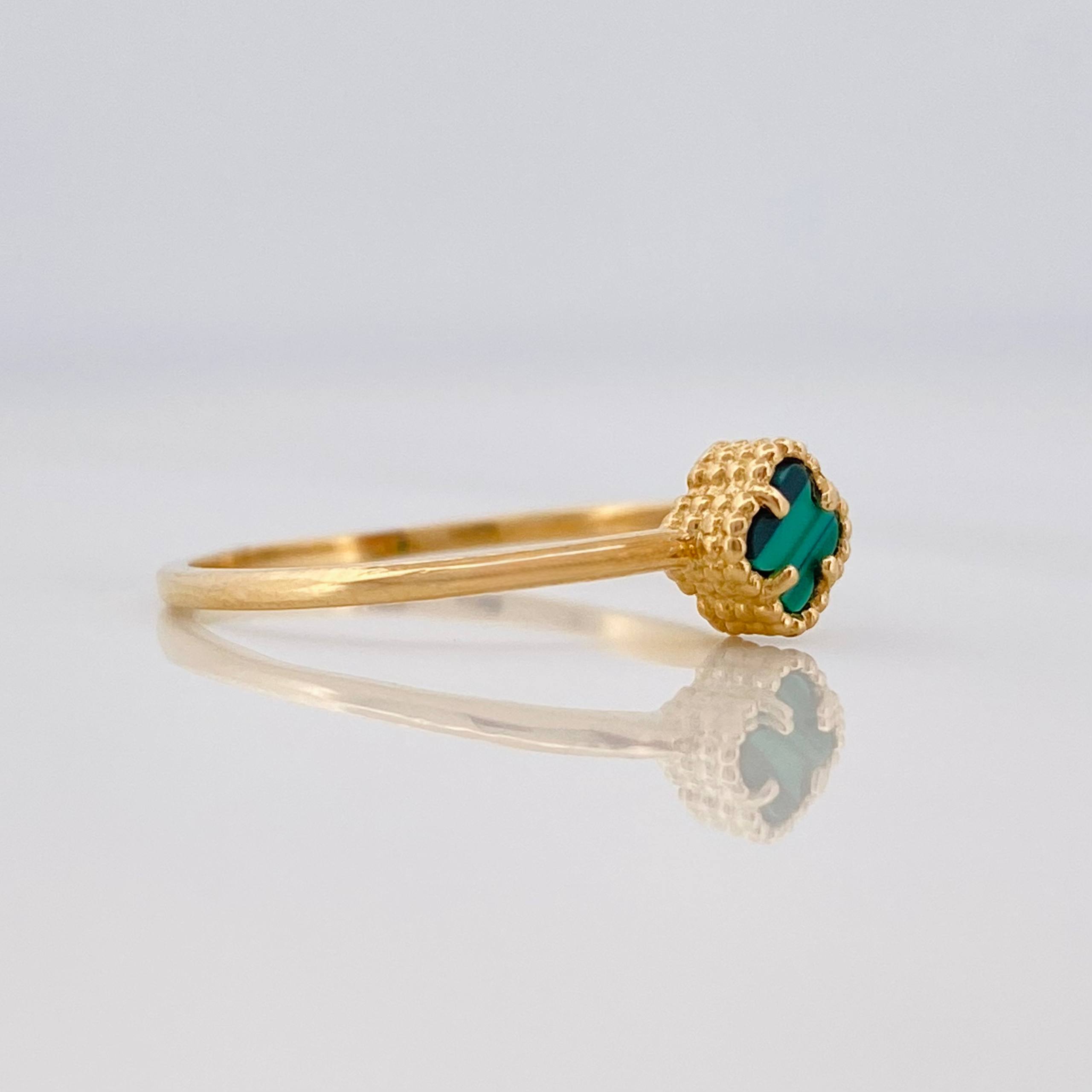 Anillo Trebol 1.25g / T7 1/4 Oro Amarillo 18K