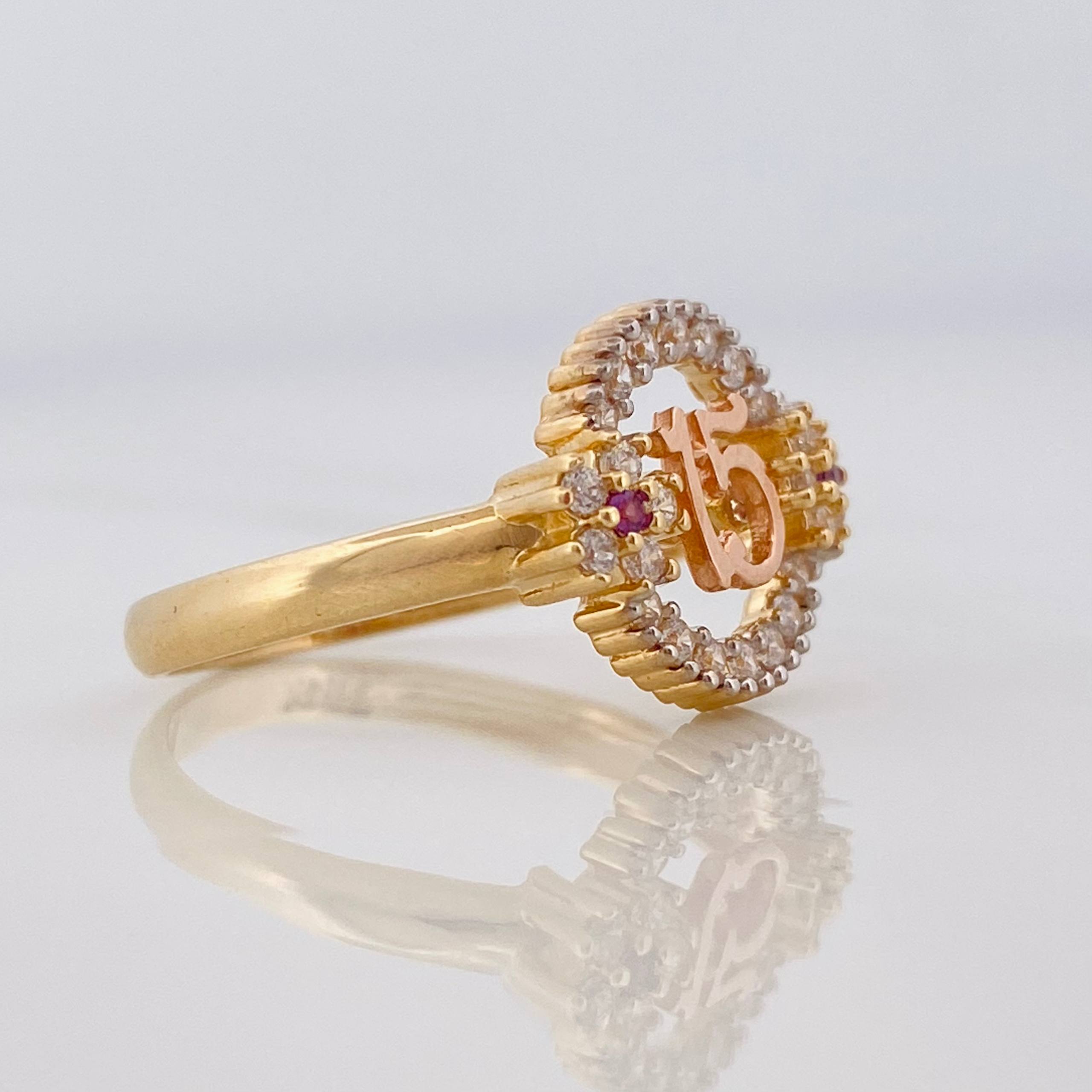 Anillo 15s Circulo 2.75g / T6 1/2 Tres Oros 18K