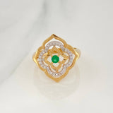 Anillo Flor De Primavera 4.1 g / T6 Dos Oros Amarillo Blanco 18K