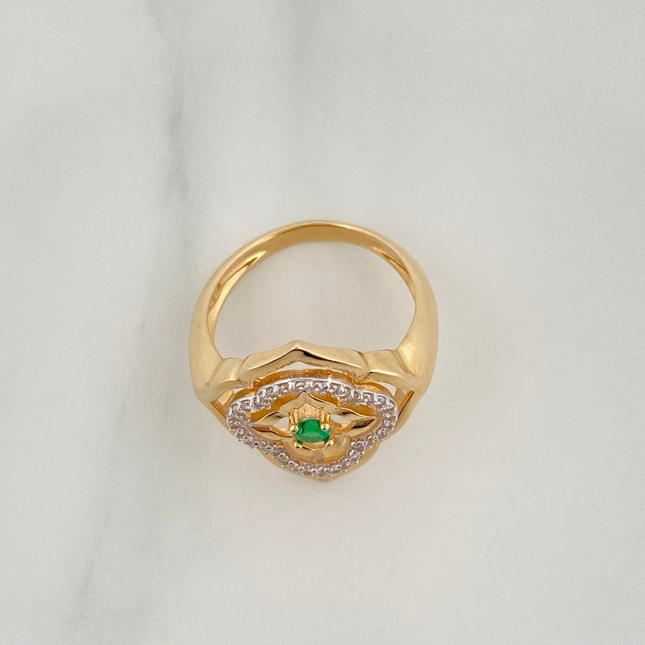 Anillo Flor De Primavera 4.1 g / T6 Dos Oros Amarillo Blanco 18K