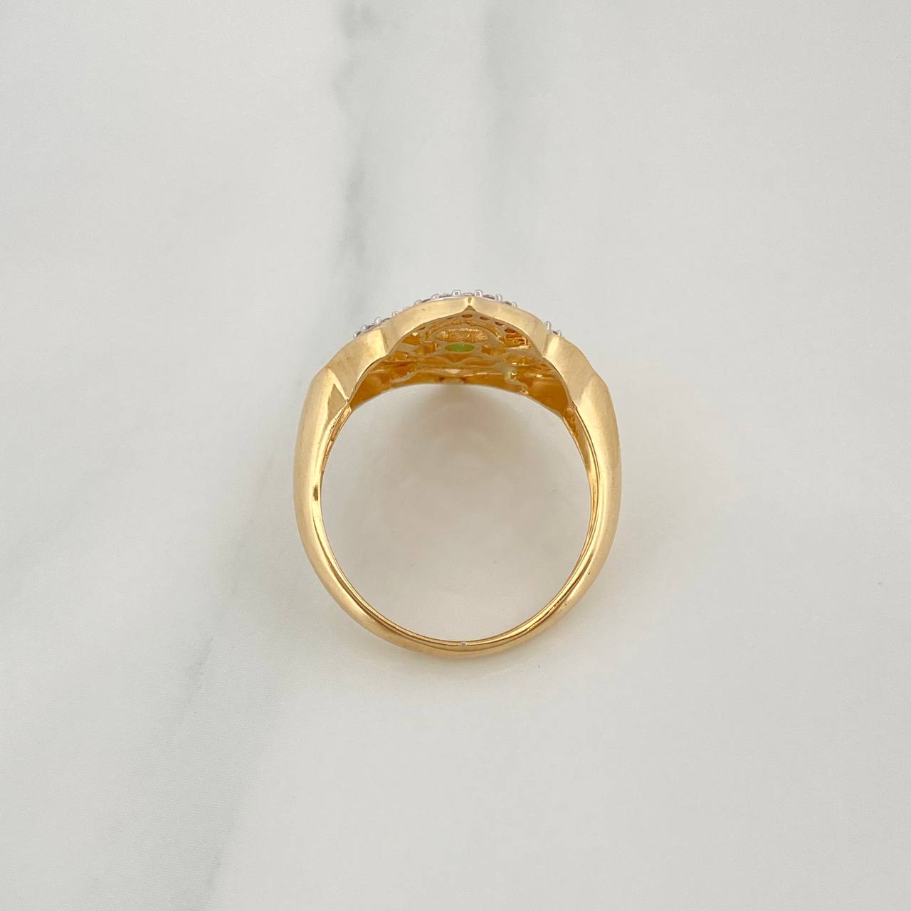 Anillo Flor De Primavera 4.1 g / T6 Dos Oros Amarillo Blanco 18K