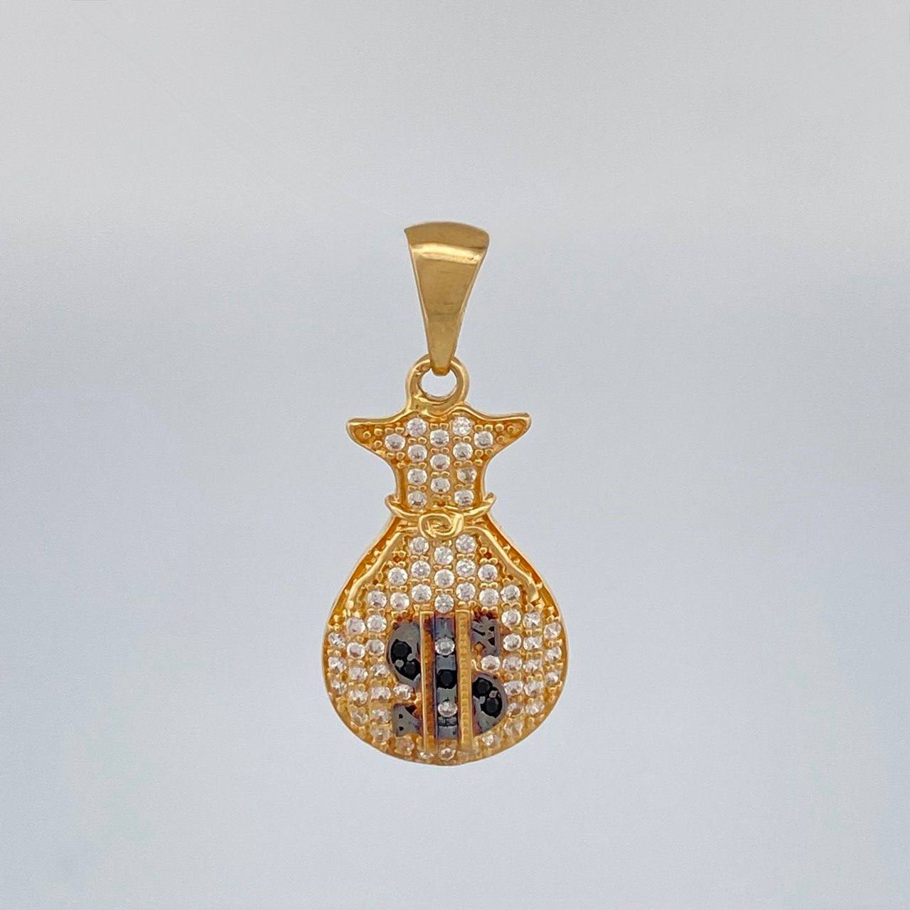 Dije Bolsa Dinero 2.3 g / 2.7 cm Dos Oros Negro Amarillo 18K