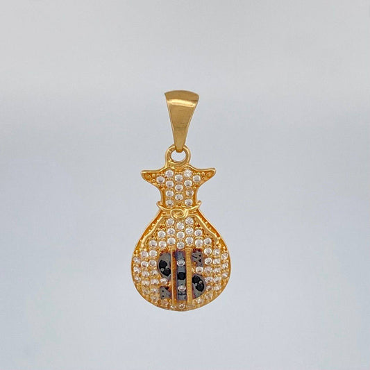 Dije Bolsa Dinero 2.3 g / 2.7 cm Dos Oros Negro Amarillo 18K