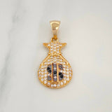 Dije Bolsa Dinero 2.3 g / 2.7 cm Dos Oros Negro Amarillo 18K