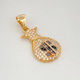 Dije Bolsa Dinero 2.3 g / 2.7 cm Dos Oros Negro Amarillo 18K