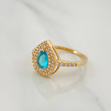 Anillo Halo Gota 2.75 g / T7 3/4 Oro Amarillo 18K