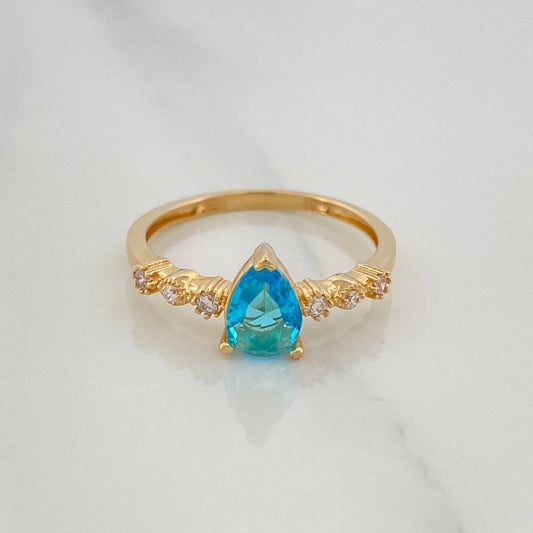 Anillo Halo Gota 2 g / T6 Oro Amarillo 18K