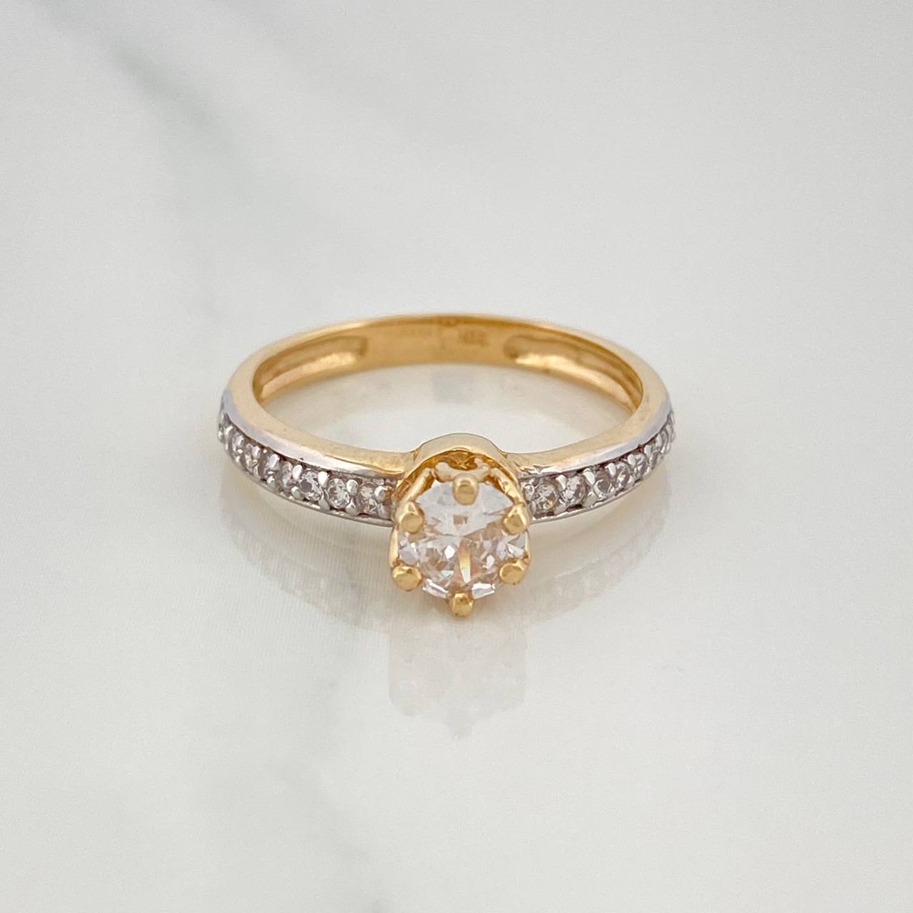 Anillo Solitario Churumbela 2.75 g / T6 1/2 Dos Oros Amarillo Blanco 18K