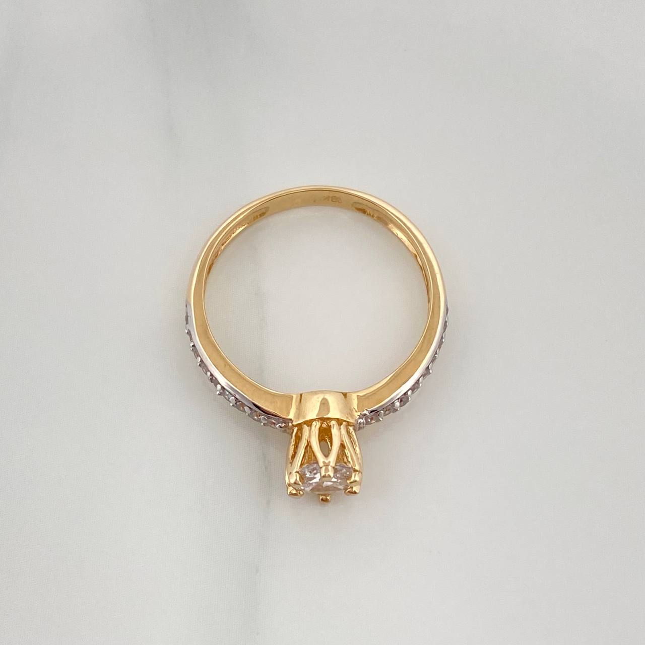 Anillo Solitario Churumbela 2.75 g / T6 1/2 Dos Oros Amarillo Blanco 18K