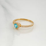 Anillo Halo Corazon 1.9 g / T6 3/4 Oro Amarillo 18K