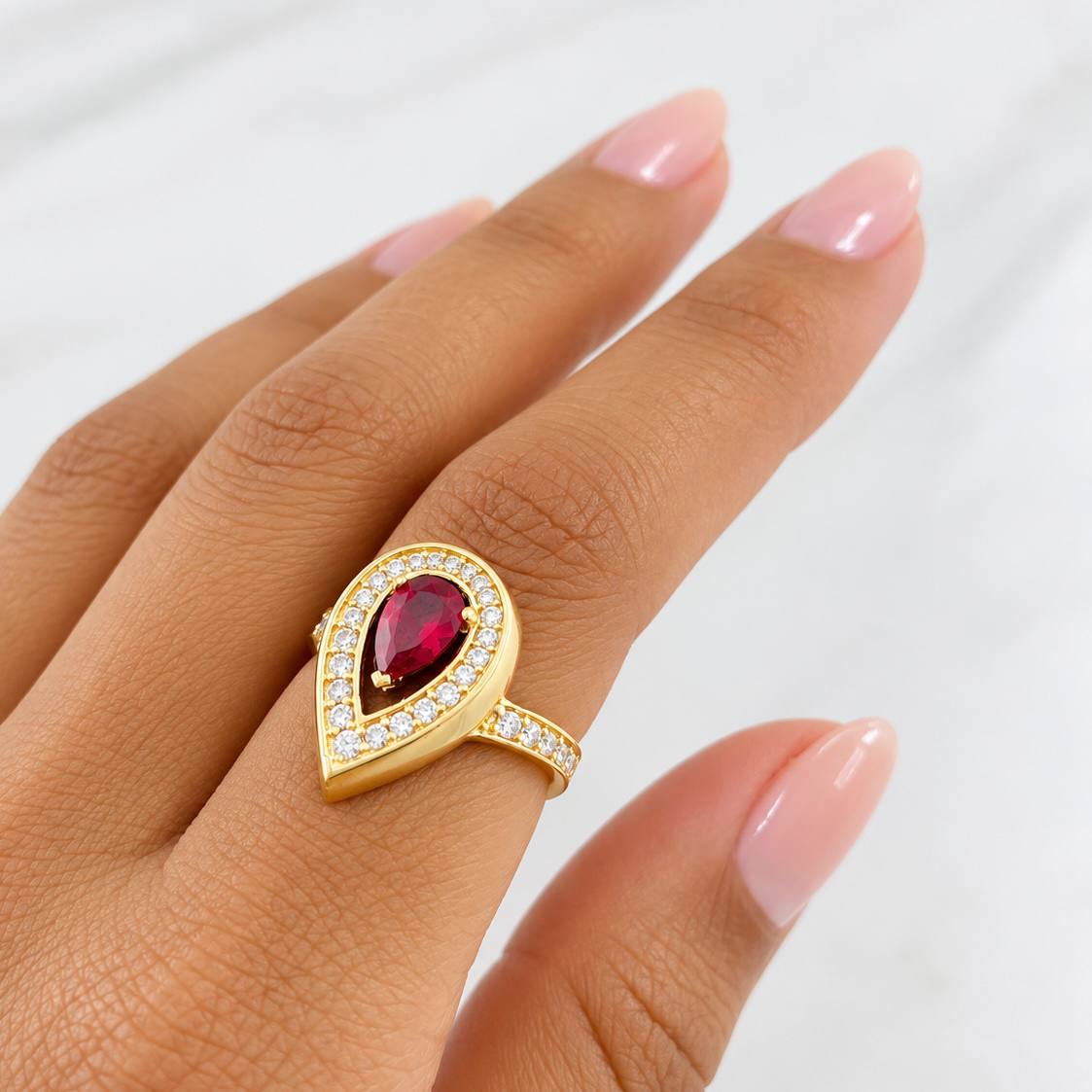 Anillo Halo Gota 4.7g / T6 1/4 Oro Amarillo 18K