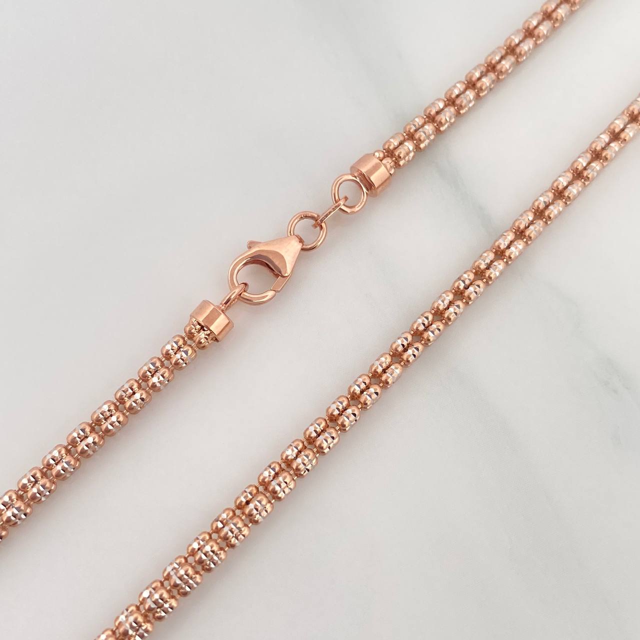 Cadena Ice 16.35 g / 60.5 cm / 2.3 mm Dos Oros Blanco Rosa 18K