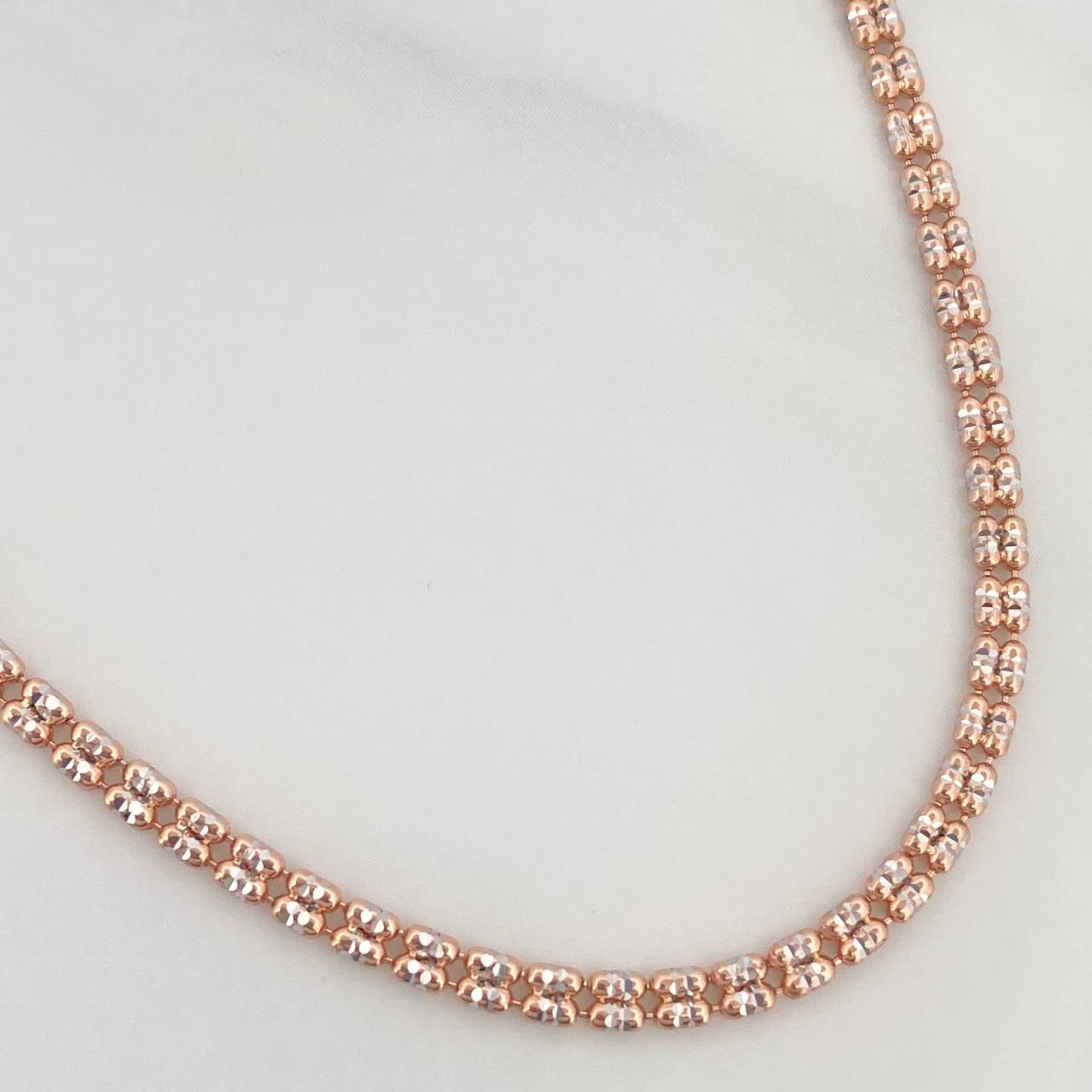 Cadena Ice 8.4 g / 60.5 cm / 2.2 mm Dos Oros Blanco Rosa 18K